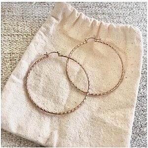 🪞 sparkly faceted rose gold plated hoop sterling silver earrings matching set